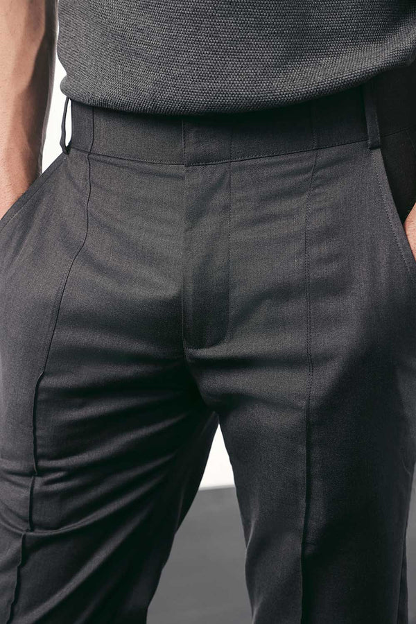 Charcoal Flared Pants With Seam Detail