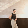 Beige Wide Leg Trousers