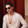 Peach Relaxed Linen Shirt With Cutaway Collar