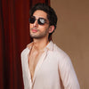 Peach Relaxed Linen Shirt With Cutaway Collar
