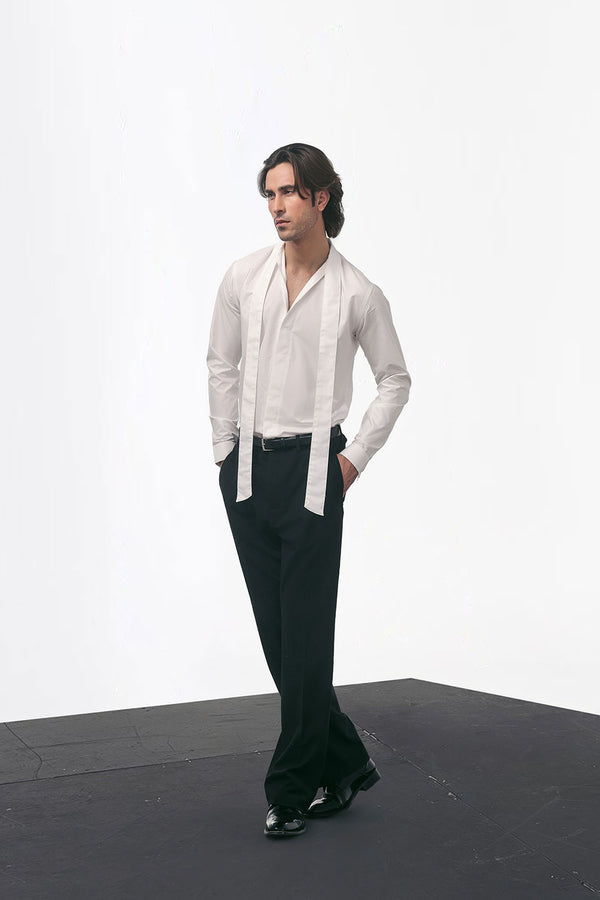 White Flowing Shirt With Tie Detail