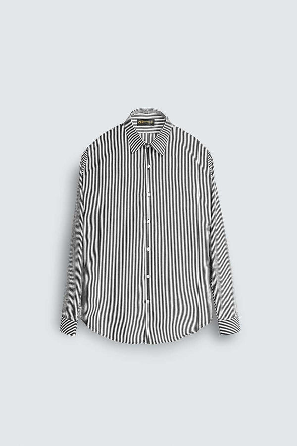 White and Black Striped Premium Cotton Shirt