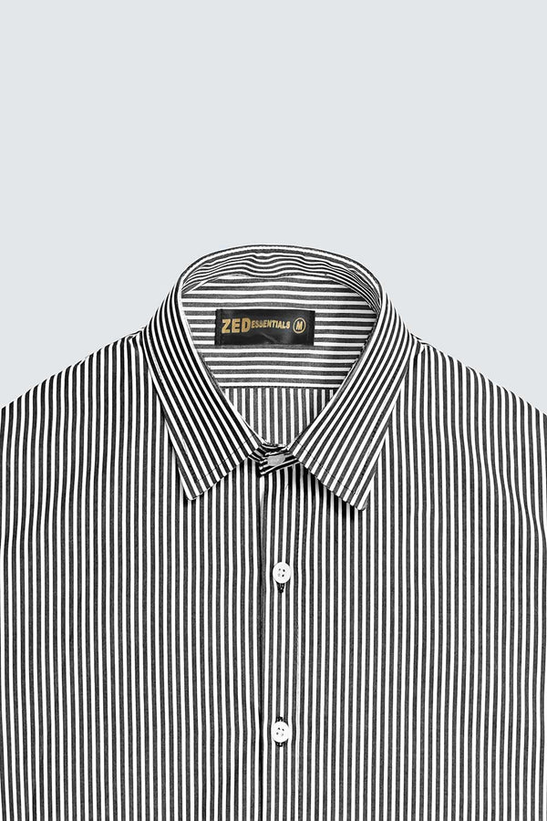White and Black Striped Premium Cotton Shirt