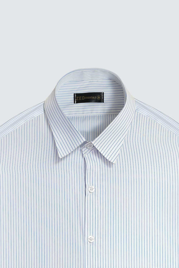White and Blue Striped Premium Cotton Shirt