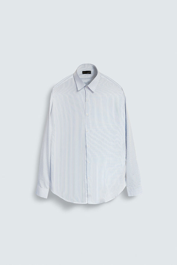 White and Blue Striped Premium Cotton Shirt