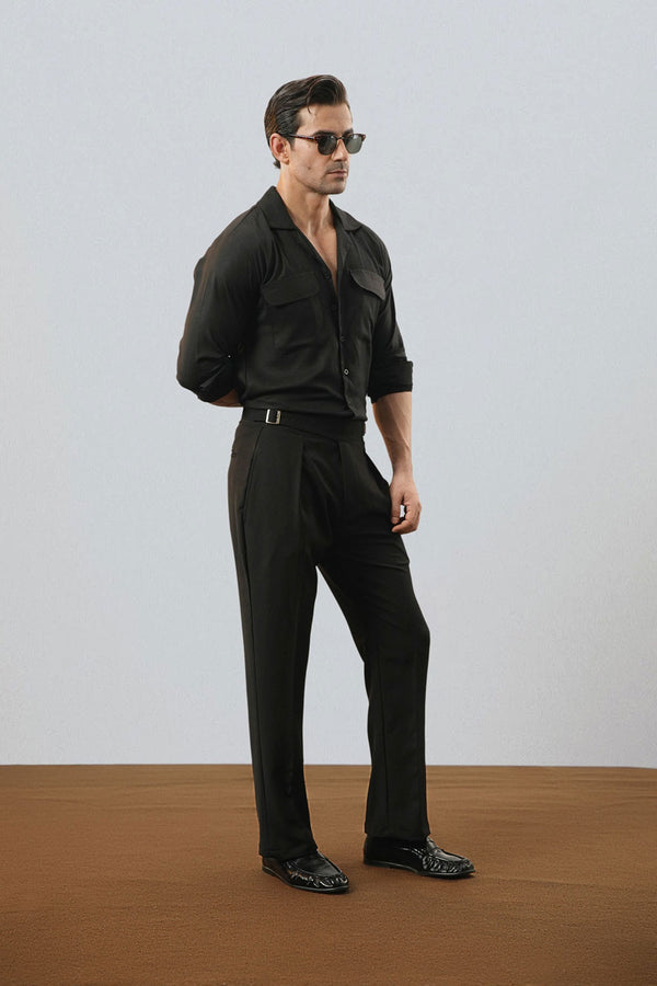 Premium Black Double Buckle Gurkha Trousers