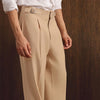 Beige Viscose Lux Wide-Leg Trouser with Front Buckle