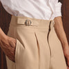 Beige Viscose Lux Wide-Leg Trouser with Front Buckle