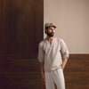 Light Beige Notched Neck Casual Linen Shirt