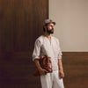 Light Beige Notched Neck Casual Linen Shirt