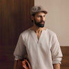 Light Beige Notched Neck Casual Linen Shirt