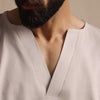 Light Beige Notched Neck Casual Linen Shirt