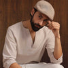 Light Beige Notched Neck Casual Linen Shirt