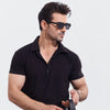 Black Jersey Long Placket Polo