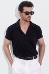 Black Jersey Long Placket Polo
