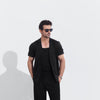 Black Linen Short Sleeve Double Breasted shirt