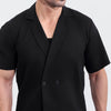 Black Linen Short Sleeve Double Breasted shirt