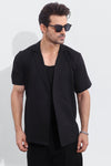 Black Linen Short Sleeve Double Breasted shirt