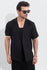 Black Linen Short Sleeve Double Breasted shirt