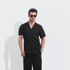 Black Linen Short Sleeve Double Breasted shirt