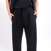 Black Elasticated Wide-Leg Trousers