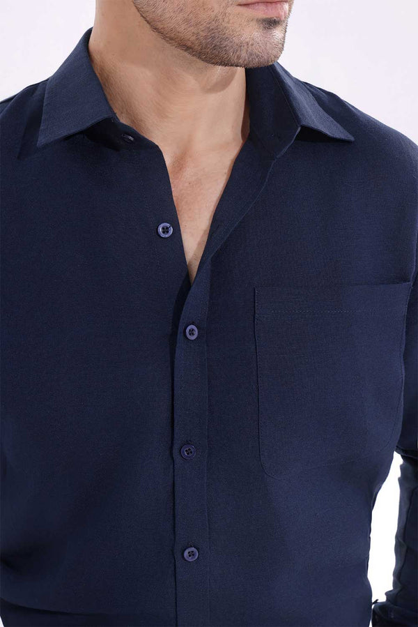 Navy Blue Oxford Premium Linen Shirt