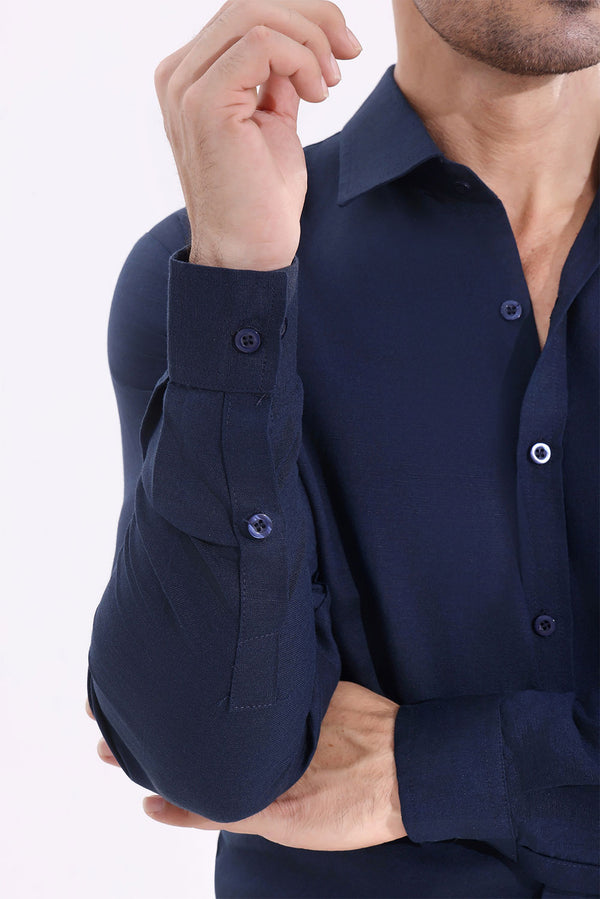 Navy Blue Oxford Premium Linen Shirt