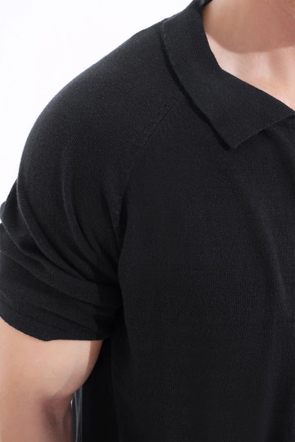 Black Signature Knitted Soft Cotton Shirt