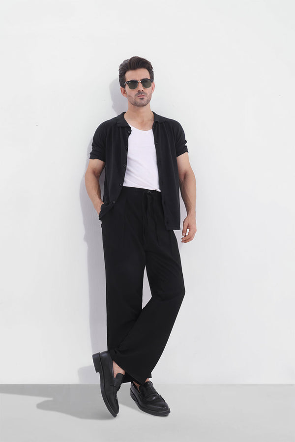 Black Signature Knitted Soft Cotton Shirt