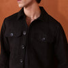 Black Suede Two Button Shacket