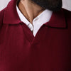 Maroon Textured Knit Polo
