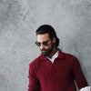 Maroon Textured Knit Polo