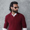 Maroon Textured Knit Polo