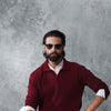Maroon Textured Knit Polo