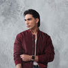 Burgundy Nylon Bomber Jacket
