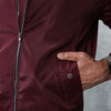 Burgundy Nylon Bomber Jacket