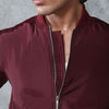 Burgundy Nylon Bomber Jacket