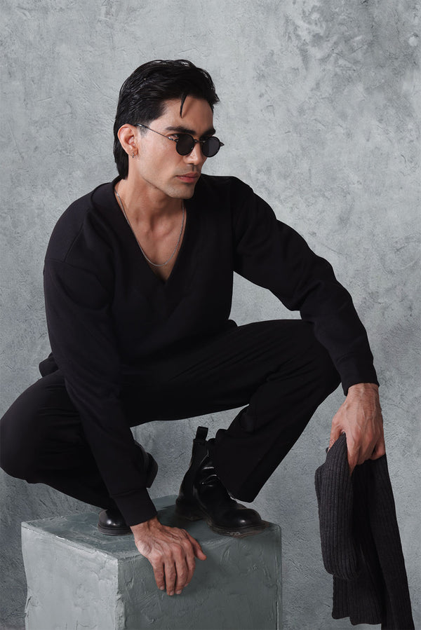 Deep V Neck Sweatshirt