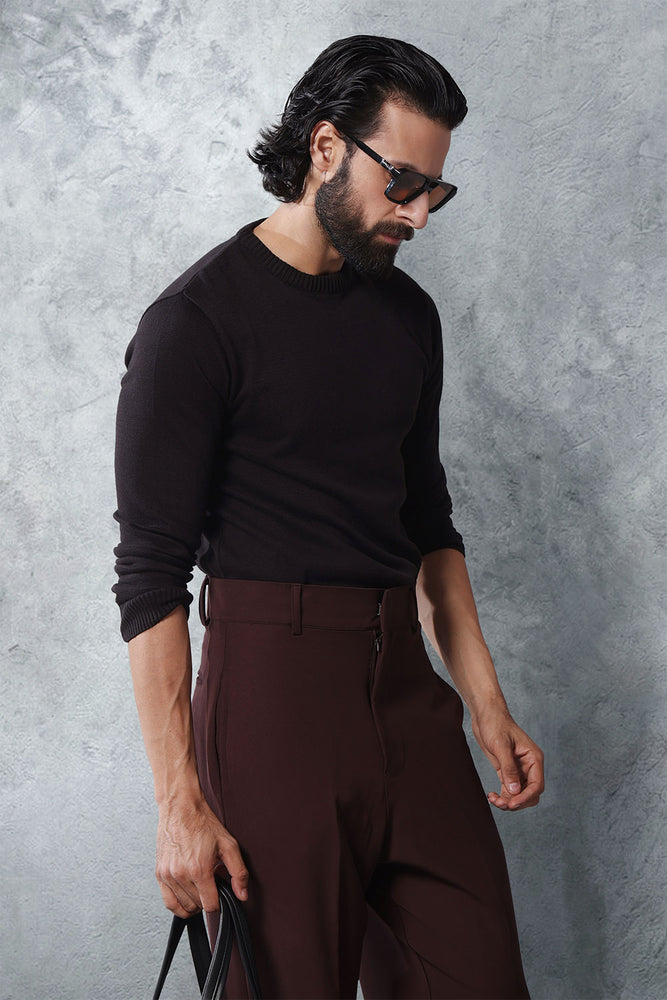 Black HQ Knitted Full Sleeves T-shirt