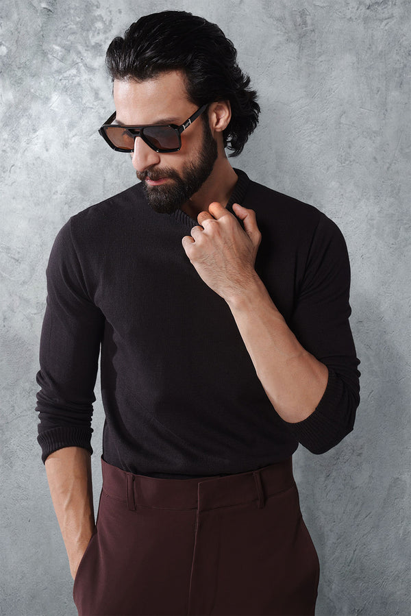 Black HQ Knitted Full Sleeves T-shirt