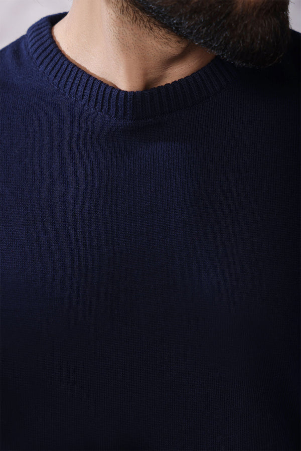 Navy Blue HQ Knitted Full Sleeves T-shirt