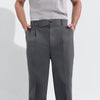 Grey Wide Leg Pleated Chinos