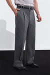 Grey Wide Leg Pleated Chinos