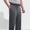 Grey Wide Leg Pleated Chinos