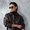 Relaxed Faux Leather Aviator Jacket