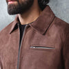 Brown Suede Zip Through Collared Shacket