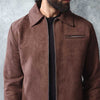 Brown Suede Zip Through Collared Shacket