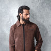 Brown Suede Zip Through Collared Shacket