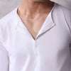 White Five Button Henley