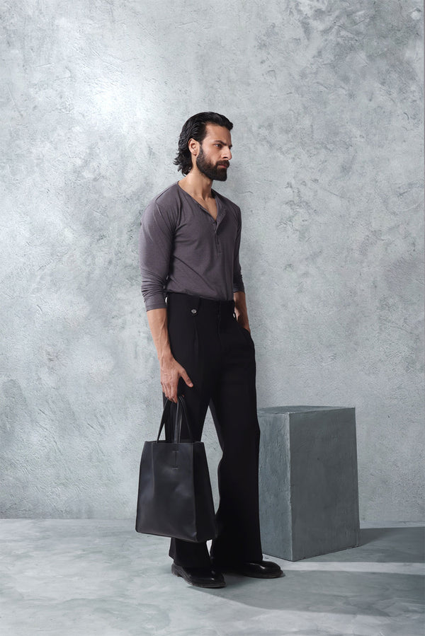 Charcoal Five Button Henley